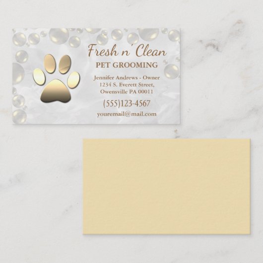 Cute Bubbles Incandescent Dog Paw Grooming Service Visitekaartje (Voorkant / Achterkant)