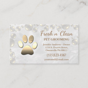 Cute Bubbles Incandescent Dog Paw Grooming Service Visitekaartje