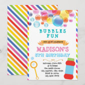 Cute bubbles woorduitnodiging kaart (Voorkant / Achterkant)