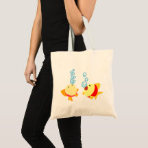 Cute Bubbling Cartoon Fish Canvas tas