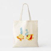 Cute Bubbling Cartoon Fish Canvas tas (Achterkant)