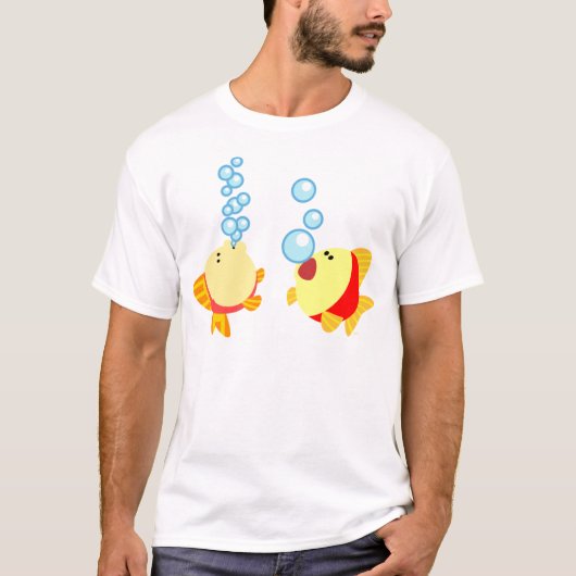 Cute Bubbling Cartoon Fish Children T-Shirt (Voorkant)
