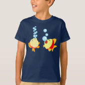 Cute Bubbling Cartoon Fish Children T-Shirt (Voorkant)