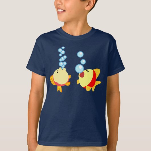Cute Bubbling Cartoon Fish Children T-Shirt (Voorkant)