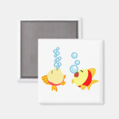 Cute Bubbling Cartoon Fish Magnet (Voorkant / Achterkant)
