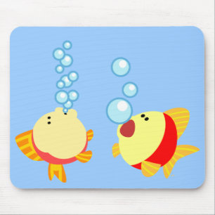 Cute Bubbling Cartoon Fish Mousepad Muismat