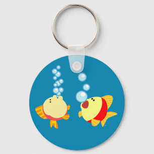 Cute Bubbling Cartoon Fish Sleutelhanger