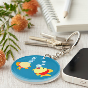 Cute Bubbling Cartoon Fish Sleutelhanger