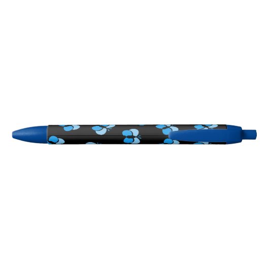 Cute Bubbly Blue Butterflies Monogram Blauwe Inkt Pen (Achterkant)