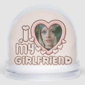 Cute Bubbly I Love My Girlfriend Custom Sneeuwbol (Voorkant)