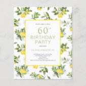 Cute Budget 60th Birthday Lemon Citrus Invitation Flyer (Voorkant)