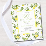 Cute Budget 60th Birthday Lemon Citrus Invitation Flyer<br><div class="desc">Kute budget 60e verjaardagsfeest citroencitruspatroonuitnodiging. Moderne,  trendy zomerse waterverf citroenontwerp. Eenvoudig om de tekst te wijzigen.</div>