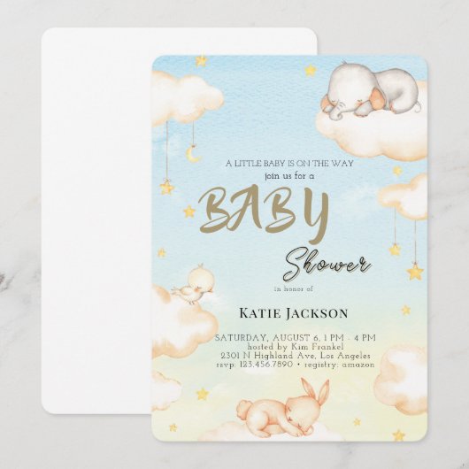 Cute Budget Baby Shower Kaart (Voorkant / Achterkant)