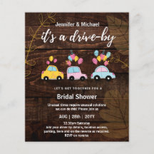 Cute BUDGET drive-by Bridal Shower-uitnodigingen