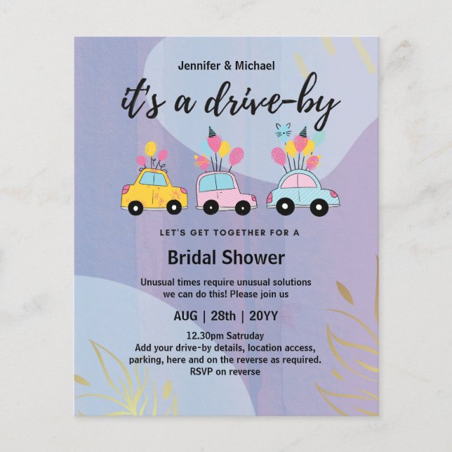 Cute BUDGET drive-by Bridal Shower-uitnodigingen (Voorkant)
