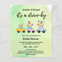 Cute BUDGET drive-by Bridal Shower-uitnodigingen