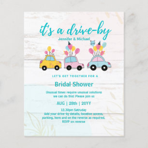 Cute BUDGET drive-by Bridal Shower-uitnodigingen