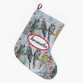 Cute Budgie Bird Birds Kerststop Grote Kerstsok (Voorkant (Hangend))