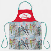 Cute Budgie Budgies Bird Birds Kerstred Apron Schort (Voorkant)