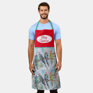 Cute Budgie Budgies Bird Birds Kerstred Apron Schort