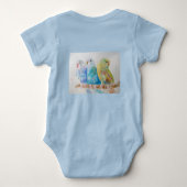 Cute Budgie First Birthday Pastel Bird Baby Birds Romper (Achterkant)