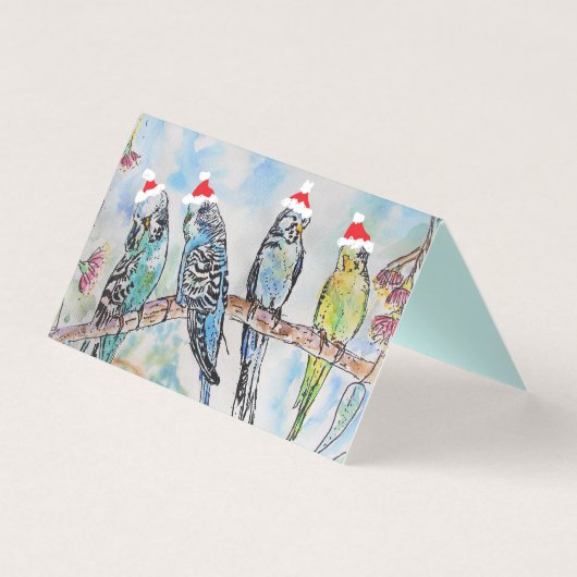 Cute Budgie Kerstmis Bogerigar Budgies Bird Kaart (Voorkant)