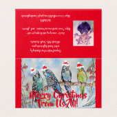Cute Budgie Merry Kerstmis van ons allemaal kaarts Kaart (Buitenkant ongevouwen)