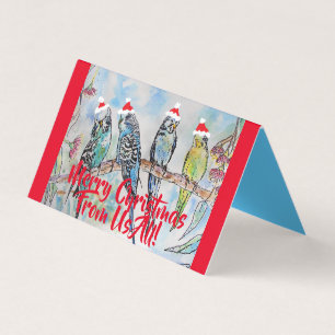 Cute Budgie Merry Kerstmis van ons allemaal kaarts Kaart