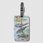 Cute Budgie Waterverf Art Bagagelabel (Voorkant (verticaal))