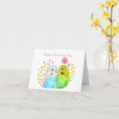 Cute Budgies Blue Green Yellow Happy Valentijns Kaart (Gele Bloem)