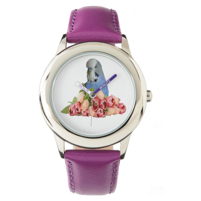 Cute Budgies Design Horloge (Voorkant)