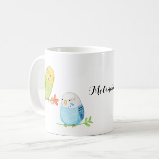 Cute Budgies Parakeet Bird Lover gift Koffiemok (Voorkant links)