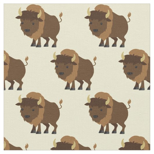 Cute Buffalo Bison Cartoon Kinder Stof (Close Up)