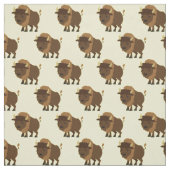 Cute Buffalo Bison Cartoon Kinder Stof (Swatch)