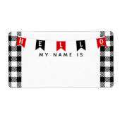 Cute Buffalo geplakt Hallo mijn naam is naamlabels Etiket (Voorkant)