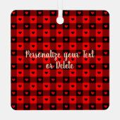 Cute Buffalo geruite Hartjes Custom Kat Kerstcadea Metalen Ornament (Achterkant)