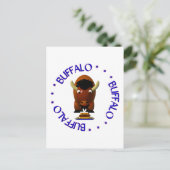 Cute Buffalo met rundvlees op weck en Buffalo Wing Briefkaart (Staand voorkant)