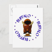 Cute Buffalo met rundvlees op weck en Buffalo Wing Briefkaart (Voorkant / Achterkant)