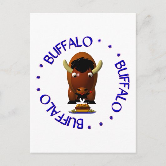 Cute Buffalo met rundvlees op weck en Buffalo Wing Briefkaart (Voorkant)