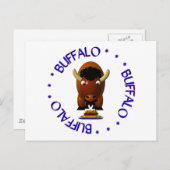 Cute Buffalo met rundvlees op weck en Buffalo Wing Briefkaart (Voorkant / Achterkant)
