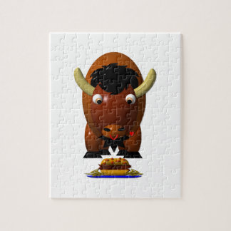 Cute Buffalo met rundvlees op weck en Buffalo Wing Legpuzzel