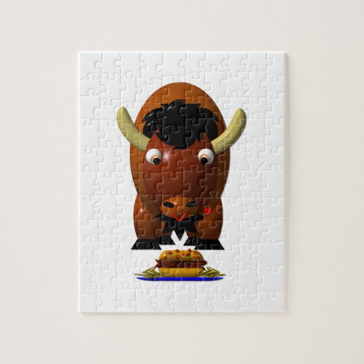 Cute Buffalo met rundvlees op weck en Buffalo Wing Legpuzzel (Verticaal)