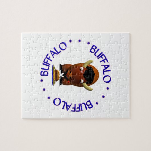 Cute Buffalo met rundvlees op weck en Buffalo Wing Legpuzzel (Horizontaal)