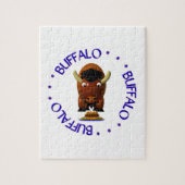 Cute Buffalo met rundvlees op weck en Buffalo Wing Legpuzzel (Verticaal)