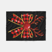 Cute Buffalo Plaid Coquette Bow Reindeer Christmas Fleece Deken (Voorkant (Horizontaal))