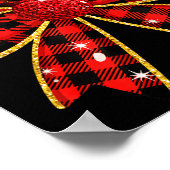 Cute Buffalo Plaid Coquette Bow Reindeer Christmas Poster (Hoek)