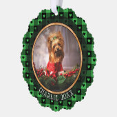 Cute Buffalo Plaid Hartjes Maatwerk Hond Kerst Ornament Kaart (Links)