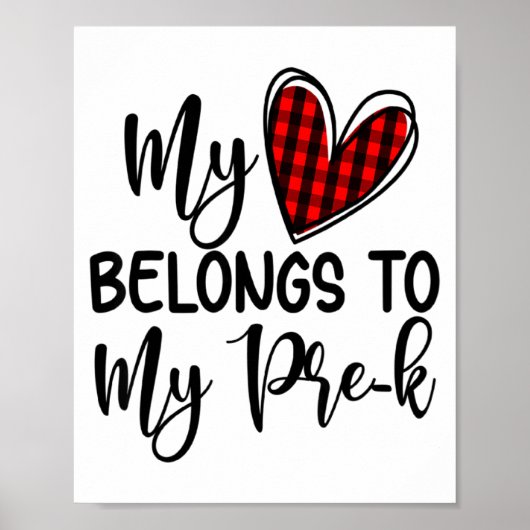 Cute Buffalo Plaid Heart Valentines Day For Pre K  Poster (Voorkant)