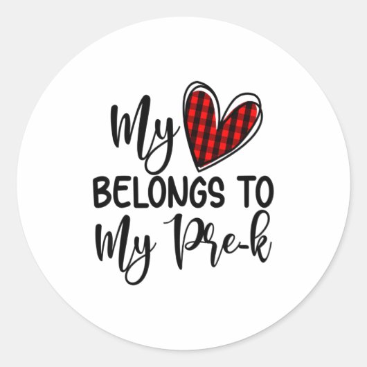 Cute Buffalo Plaid Heart Valentines Day For Pre K  Ronde Sticker (Voorkant)