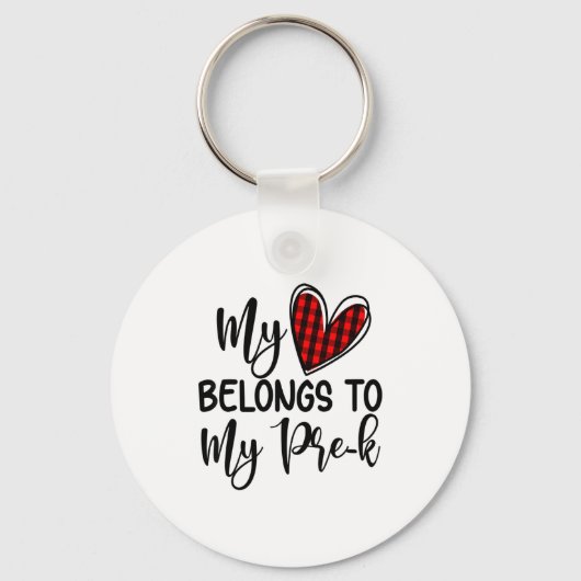 Cute Buffalo Plaid Heart Valentines Day For Pre K  Sleutelhanger (Voorkant)
